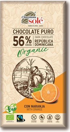 Bitterschokolade 56% Kakao mit Orange BIO 100 g
